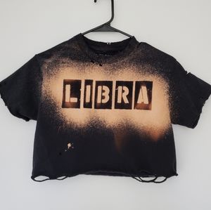 Libra Zodiac Destructed Acjd Wash Crop Top